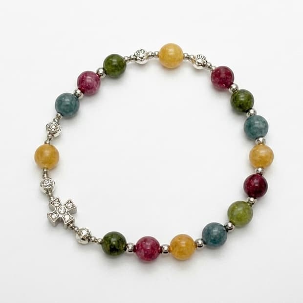 천연석 토르마린 묵주팔찌 원석팔찌 매듭형