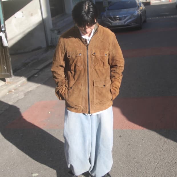 아르마니 익스체인지 빈티지 스웨이드 레더 자켓