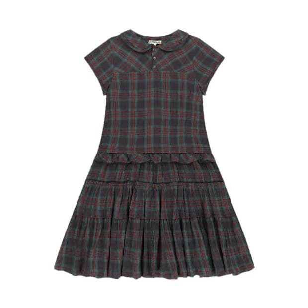 (1/새상품) 코이세이오 로우 엣지 체크 원피스 퍼플