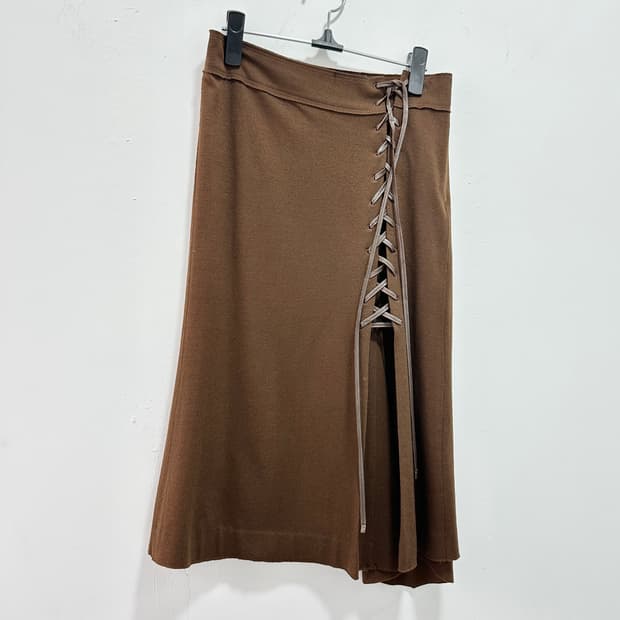 Vintage side leather wrap skirt