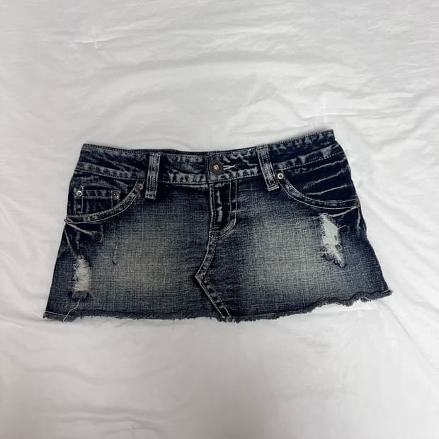 Speed Thrash 빈티지 데님 마이크로 스커트