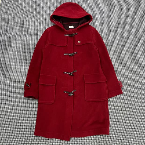 라코스테 버건디 모직 떡볶이 코트 100