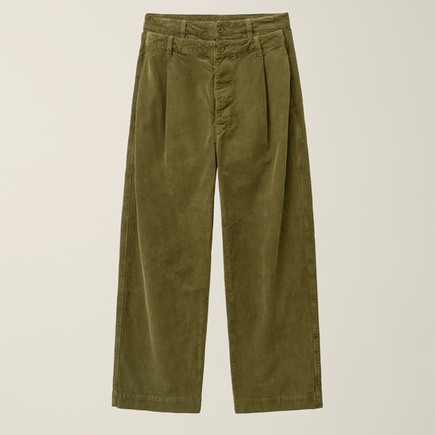 [M] 누마레 ee 더블 웨이스트 코듀로이 팬츠 카키