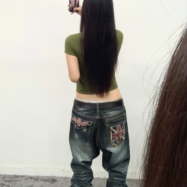 페인팅  데미지 배기 데님