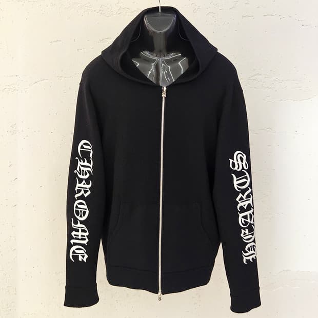 [L] 크롬하츠 캐시미어 레터링 후드집업 블랙 B1216J244