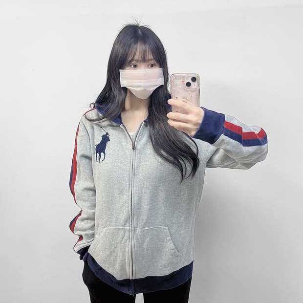 폴로 랄프로렌 빅 포니 사이드라인 후드집업 그레이