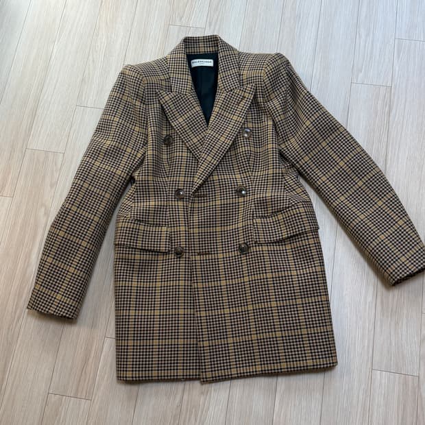 발렌시아가 아워글래스 체크자켓 36