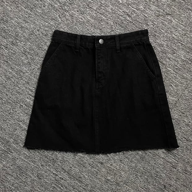 빈티지 우먼스 블랙 데님 미니 스커트o 1755