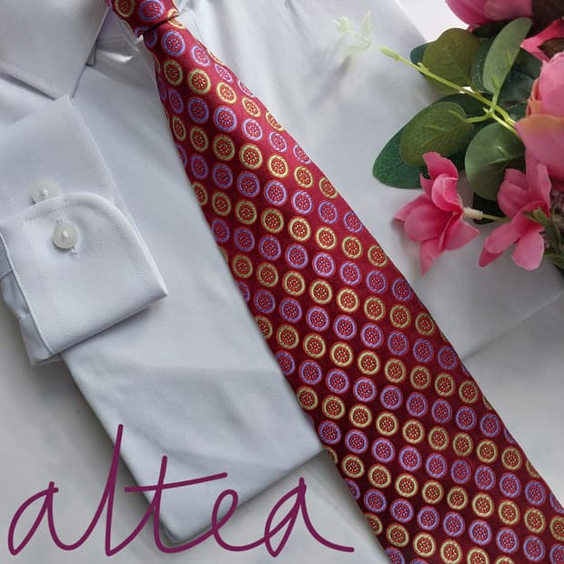 알테아 실크 와인 자카드 패턴 넥타이 9.5cm A+등급 K1437
