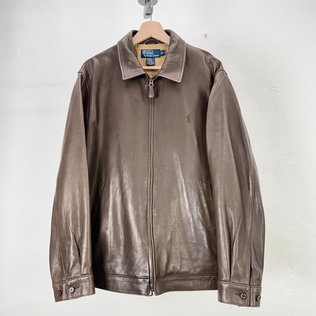 폴로 랄프로렌 브라운 쉽 맥스 웰 블루종 레더 자켓