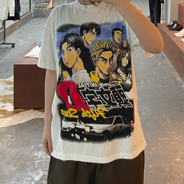 빈티지 이니셜D 프린팅 반팔 H2548