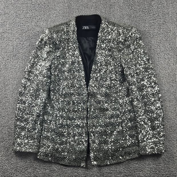 ZARA 실버 스팽글 블레이저 자켓 ( XL ) / 11248