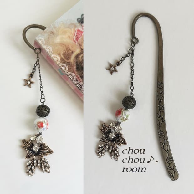 메탈 펜던트 책갈피 ⊰antique flower⊱ bookmark