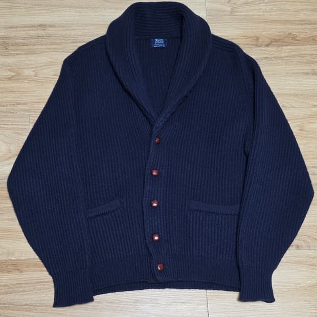 44size택포80만)25fw윌리엄로키 캐시미어 숄카라 가디건 네이비