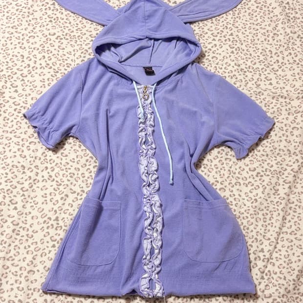 히메갸루 핀터깔 우사미미 연보라 토끼 귀 레이스 포인트 후드집업 