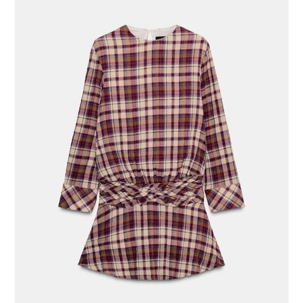 새상품-자라 체크미니원피스