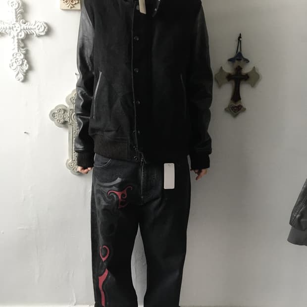 cow Leather layered woolen hood jacket