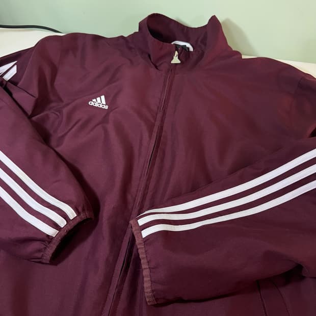 L-XL 아디다스 오버핏 딥레드 폴리 바막자켓