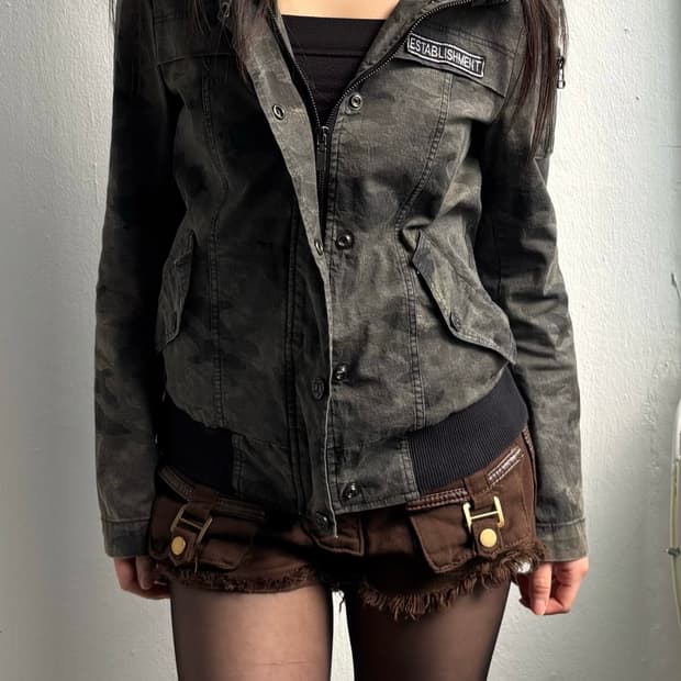 Vintage Camo High-Neck Jacket 