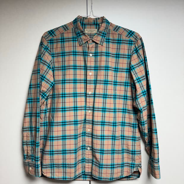 버버리 체크 패턴 셔츠 아쿠아 그린 [XL] burberry shirts