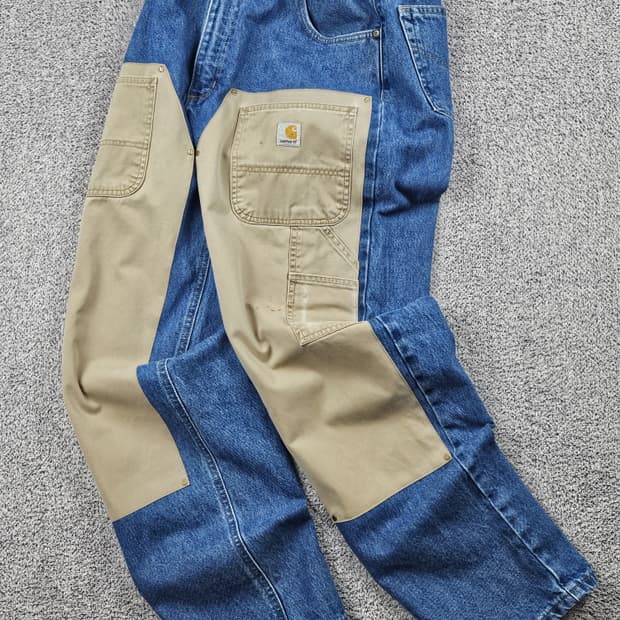 칼하트 밴딩 리메이크 커스텀 데님 워크 팬츠 (40X32) / 10349