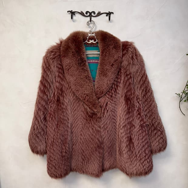 Jindo SAGA mink cherry rose fox fur coat