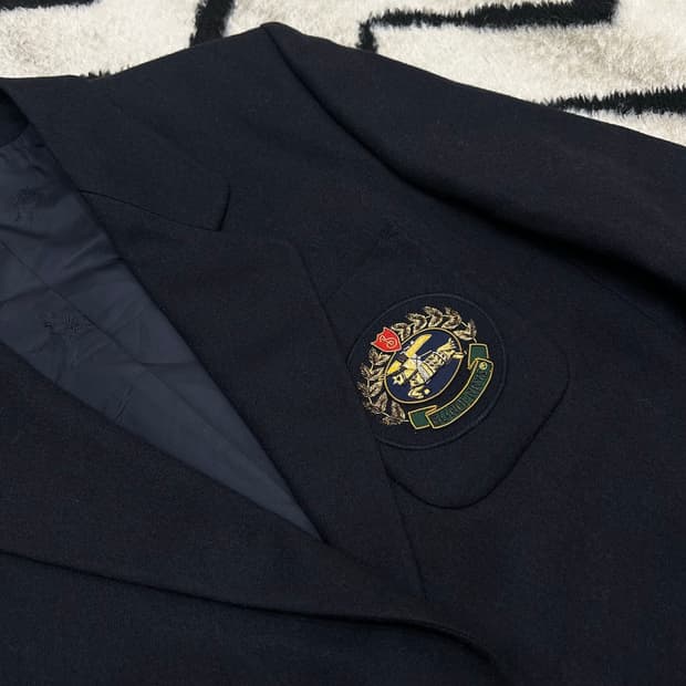 [44-55]버버리 크레스트 로고 와펜 울 금장 블레이저/짙은네이비