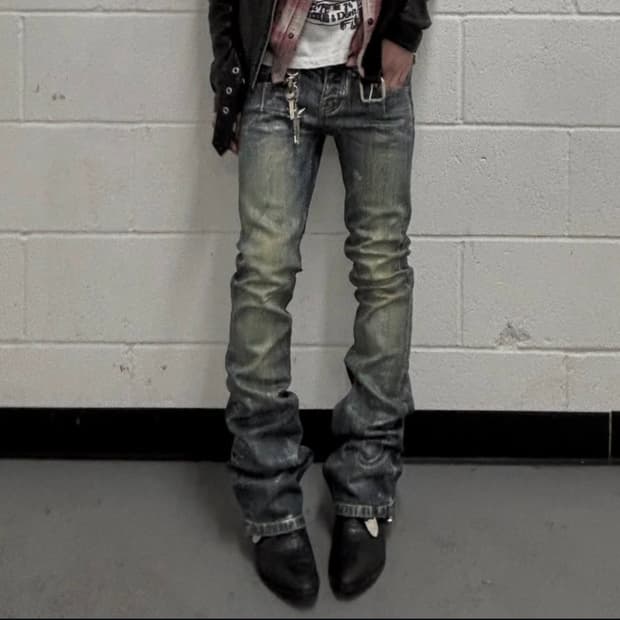 lamentist SKINNY BOOTCUT WAX WASHED JEAN