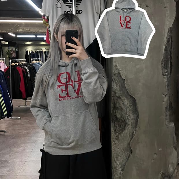 나이키 LOVE 후드티 그레이 L  #csz2818