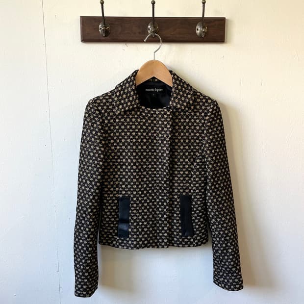 nanette lepore 도트 레더 트위드 자켓