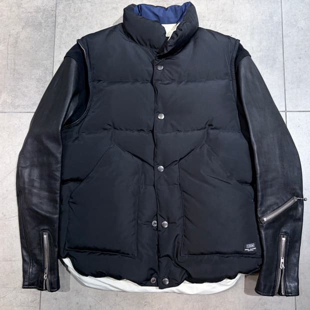 undercoverism 08fw 레더 다운 도킹 베스트 패딩 자켓