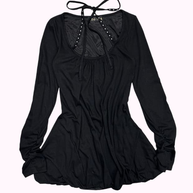 REGINA glitter halter shirring sleeve t