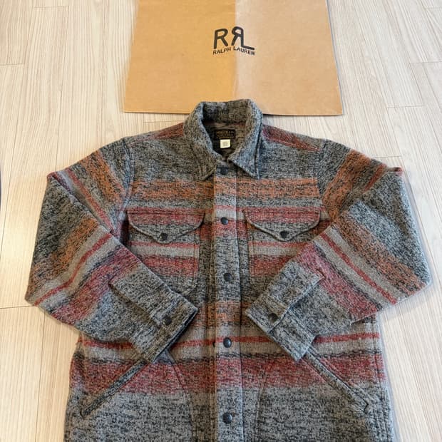 RRL 스트라이프 더블 니트 울 블렌드 재킷