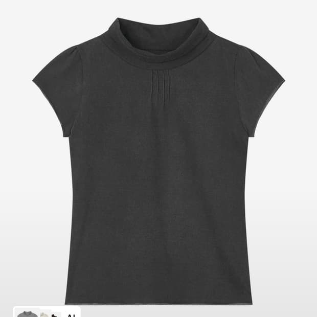 HALF-NECK PINTUCK SHORT SLEEVE T-SHIRT (