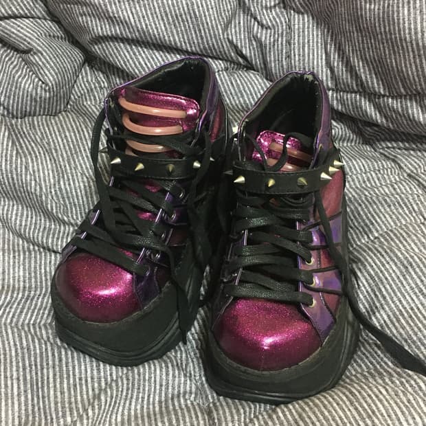 데모니아 핑크 붉은색 플랫폼 슈즈 7cm 굽 240-250