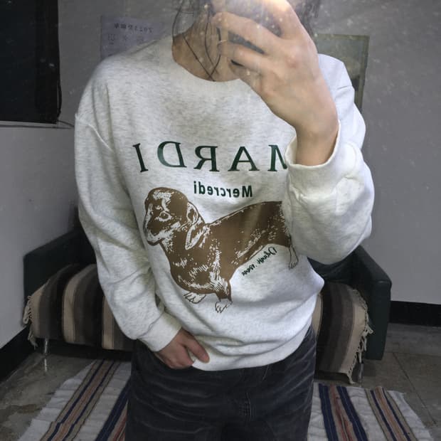 투티/0403 mardi mercredi 맨투맨 화이트 프린팅 로고