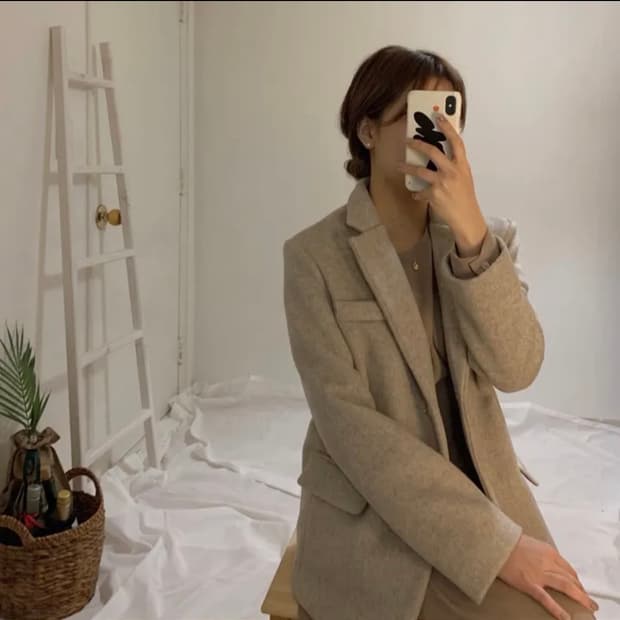 울 80% 여성 겨울 블레이저 자켓
