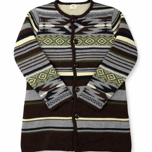 JPN 일본 빈티지 노르딕 에스닉 패턴 아메카지 모리걸 니트 가디건 M