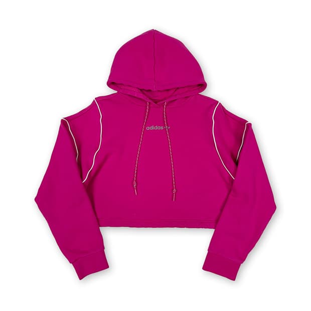 아디다스 파이핑 크롭 후드티