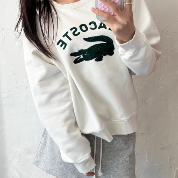 Lacoste 라코스테 화이트컬러 빅크록 맨투맨 (36)