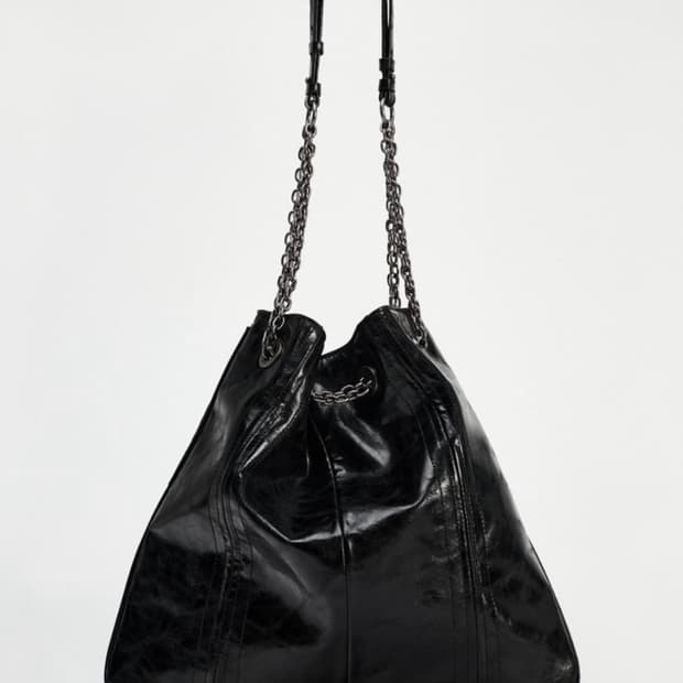 ZARA 자라 락 버킷백 체인 스트랩 블랙