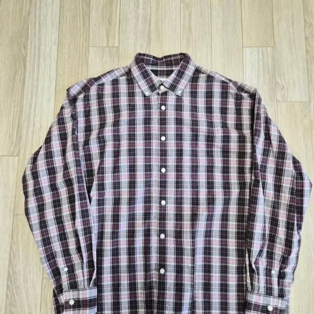 슬릭앤이지 체크 2 셔츠 버건디 2사이즈
