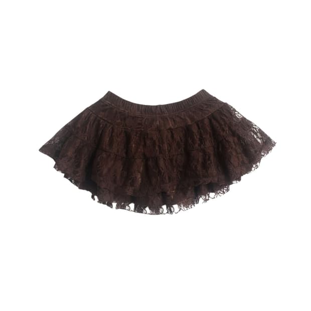 Mini can-can lace brown skirt