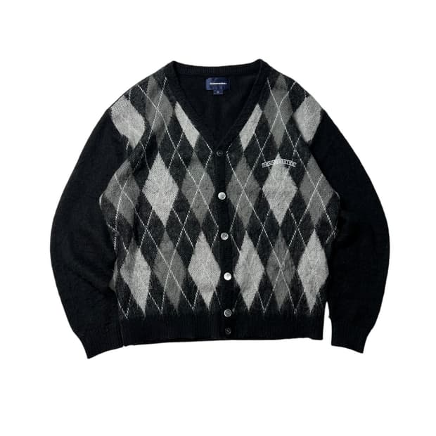 디스이즈네버댓 모헤어 가디건 아가일 L