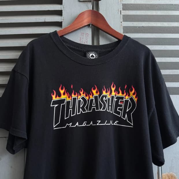 [L]THRASHER 트레셔 플레임 로고 티셔츠