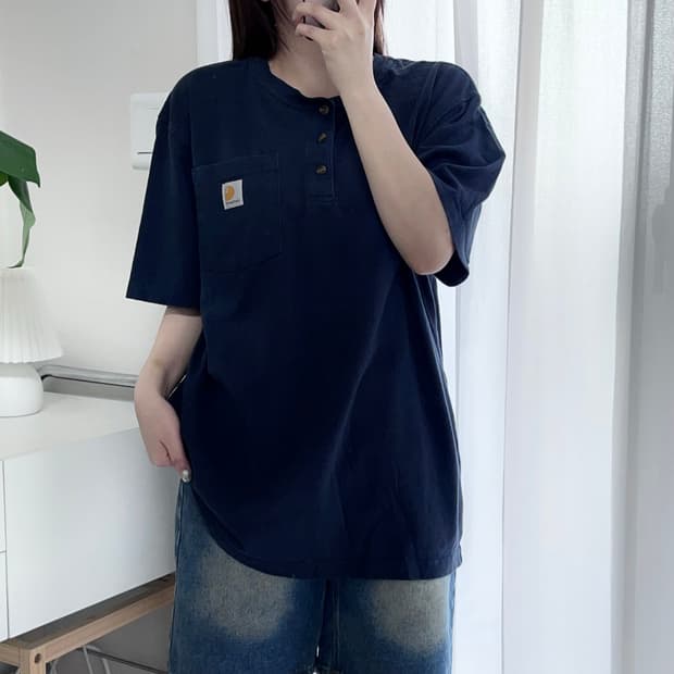 [정품] 칼하트 네이비 헨리넥 반팔티 [ 오리지널핏M ]