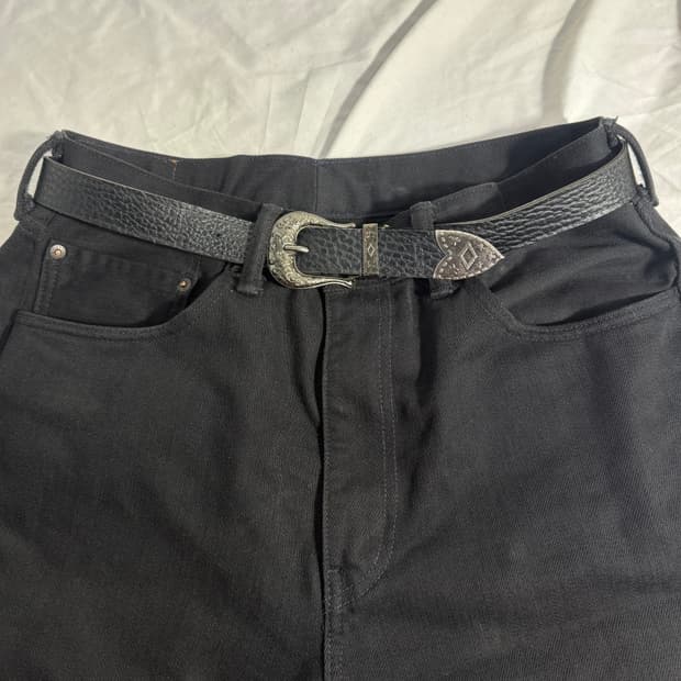 빈티지 크로커다일 웨스턴 레더 벨트