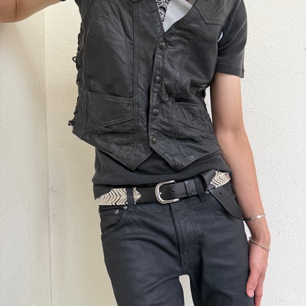All American Rider lace-up leather vest