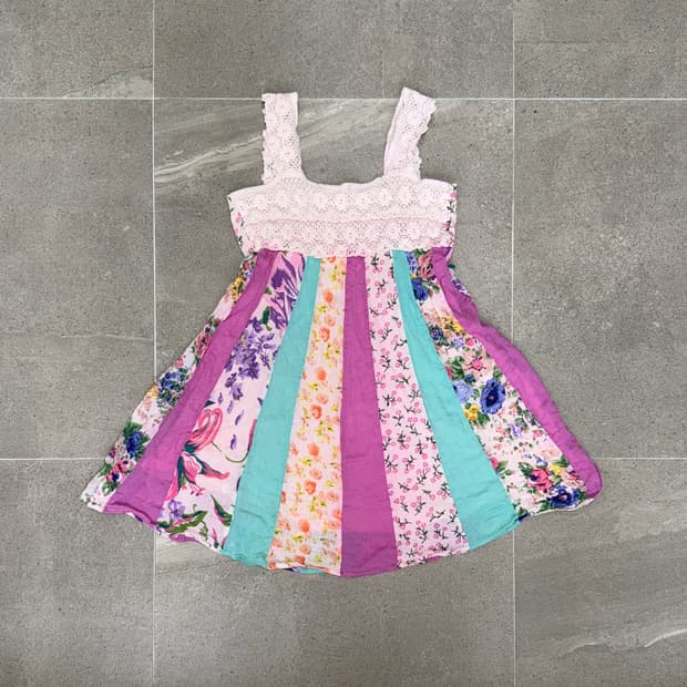 Baby pink flower patchwork crochet ops