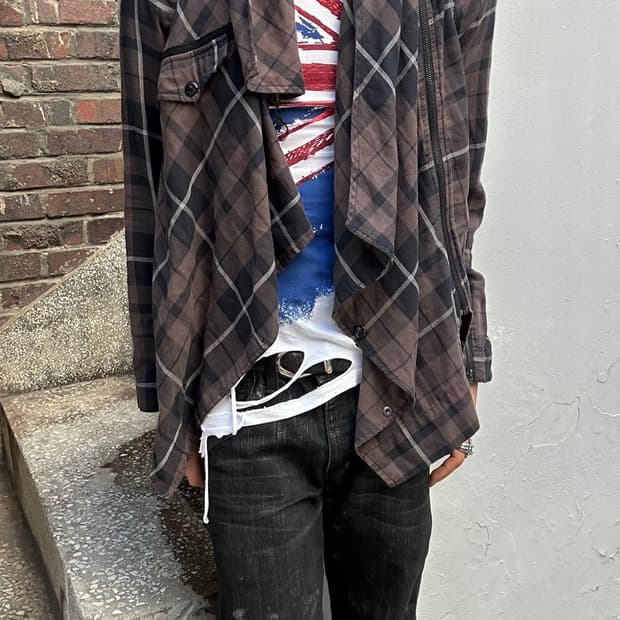 *rare* 아카이브 00s 디젤 드레이프 체크 집업